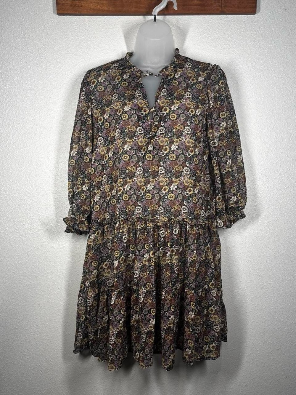 Rewind Multicolor Floral Sheer Dress Size Medium